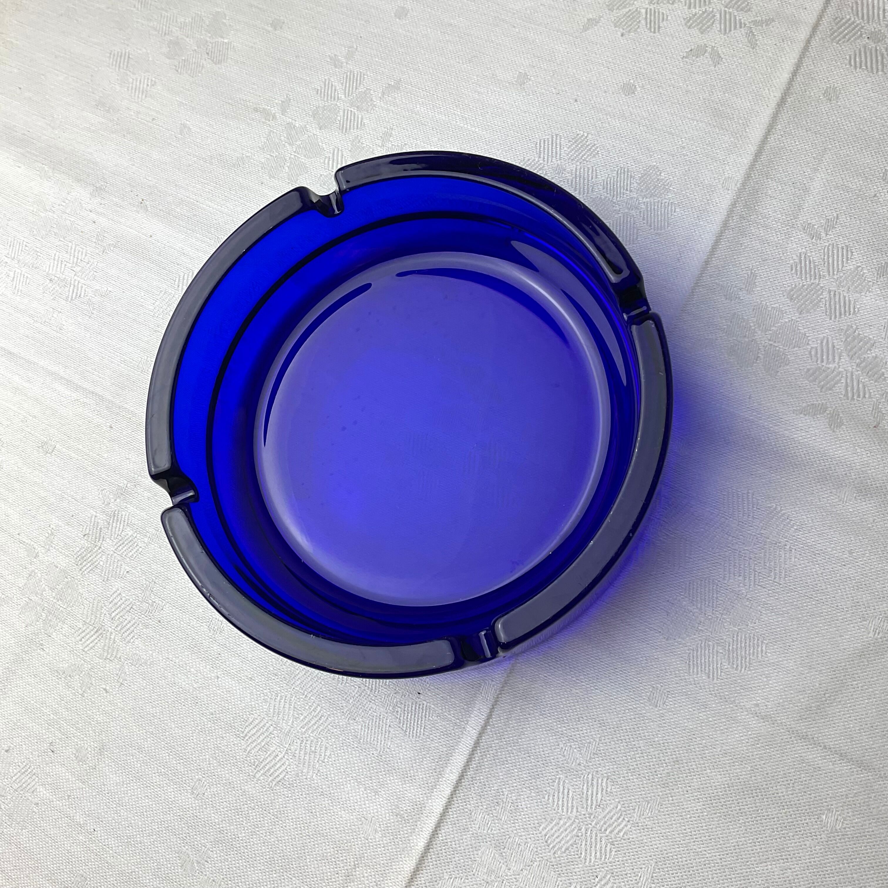 Blue glass ashtray