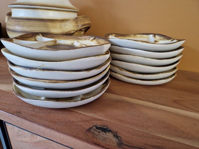 Longchamp, France - Earthenware fondue set - Design 1960/70