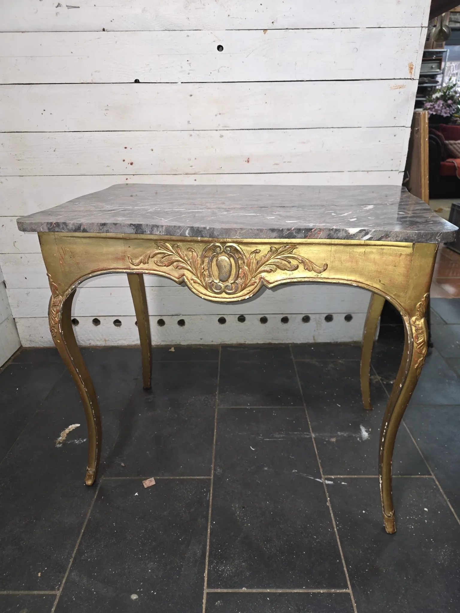 Console/centre table in Louis XV style, gilded, 19th century.
