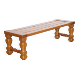 Swedish pine and turned pine bench 1970