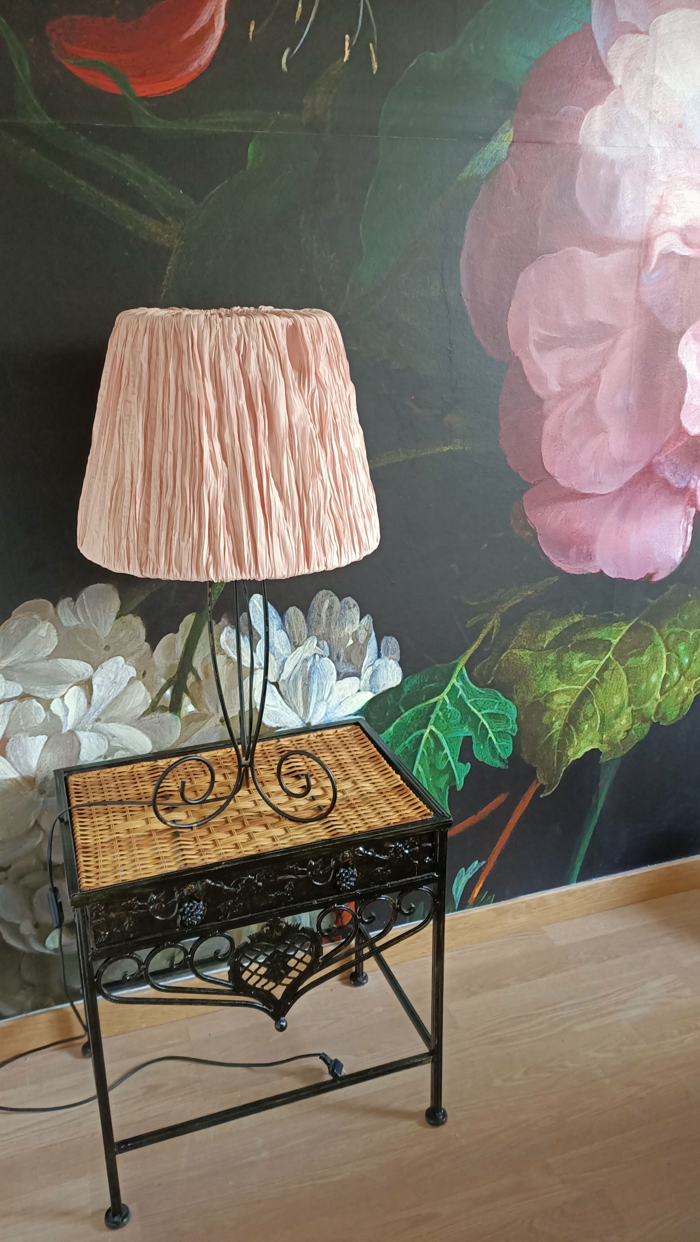 Metal and rattan bedside