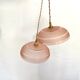 Pink glass suspension, fabric cable, ceramic rosette
