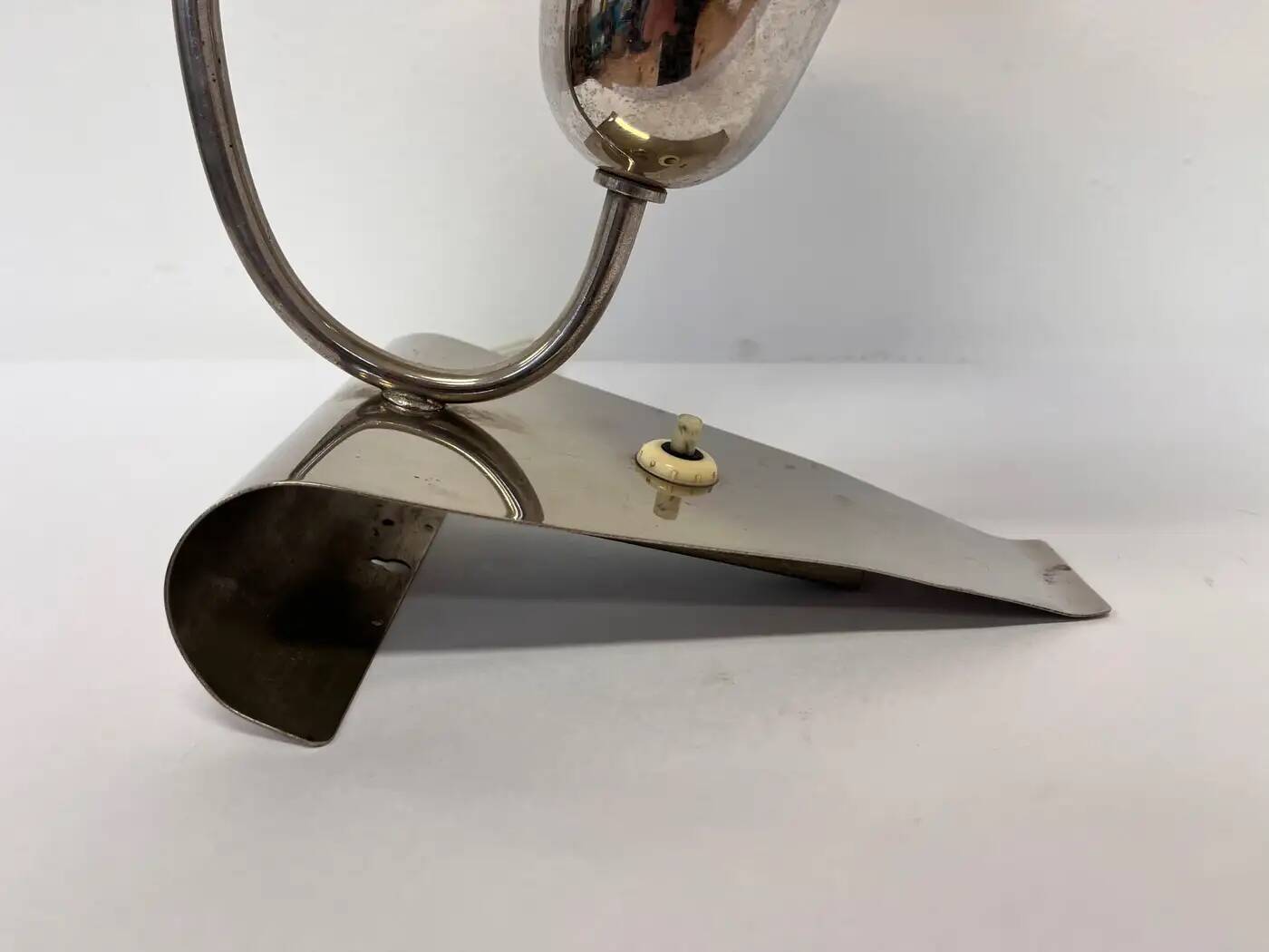 Rare Art Deco Functionalism Chrome Table Lamp, Czechoslovakia, 1930s