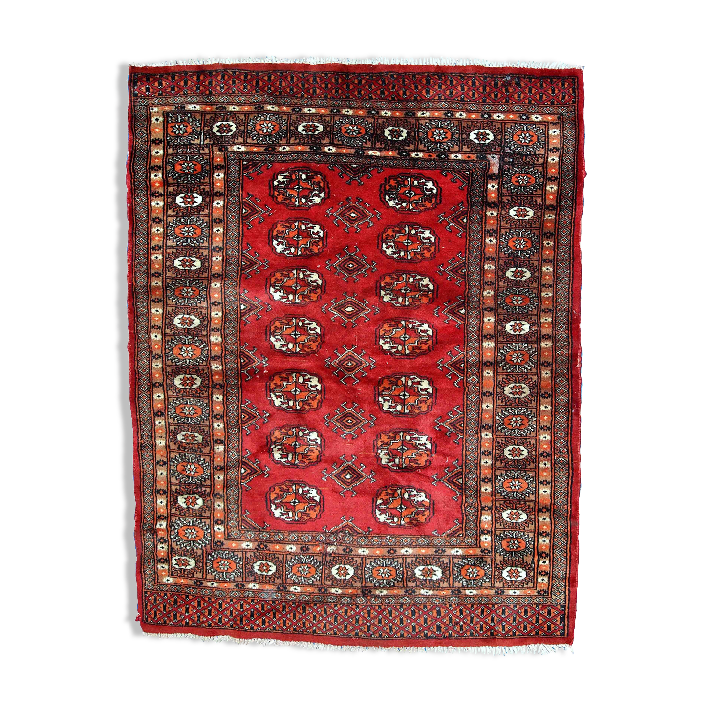 Vintage Uzbek Bukhara handmade rug 3' x 4' (94cm x 122cm) 1970s, 1C756
