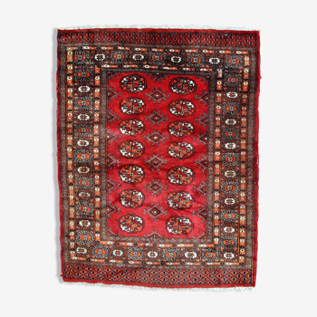 Vintage Uzbek Bukhara handmade rug 3' x 4' (94cm x 122cm) 1970s, 1C756