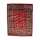 Vintage Uzbek Bukhara handmade rug 3' x 4' (94cm x 122cm) 1970s, 1C756