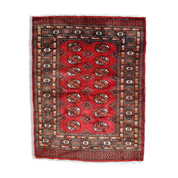 Vintage Uzbek Bukhara handmade rug 3' x 4' (94cm x 122cm) 1970s, 1C756