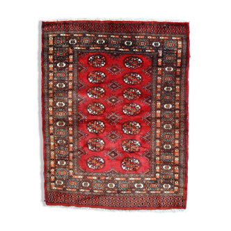 Vintage Uzbek Bukhara handmade rug 3' x 4' (94cm x 122cm) 1970s, 1C756