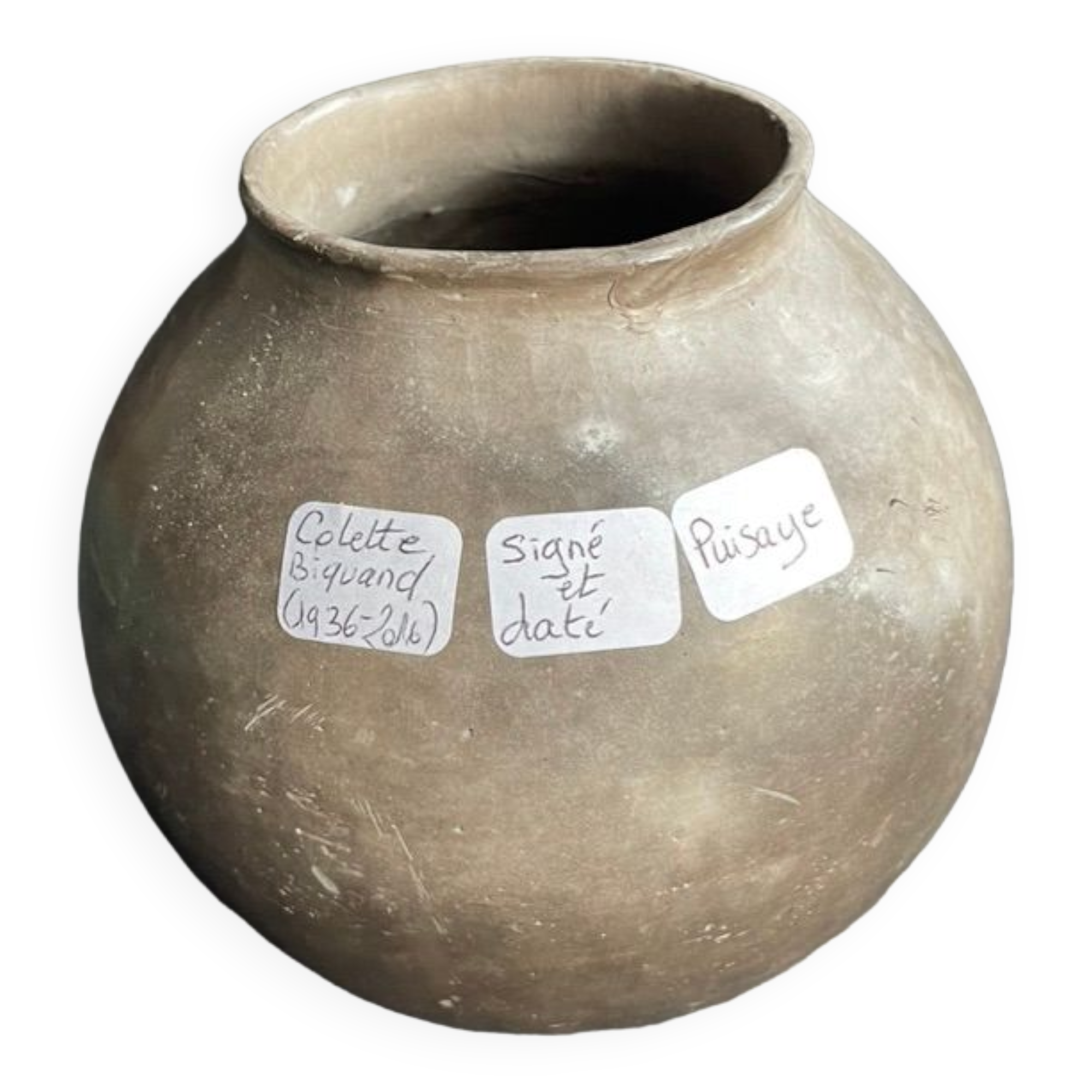 Ball vase – Iridescent glazed stoneware – Colette Biquand from 1991