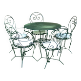Garden furniture set 1 table 5 armchairs wrought iron wagon green
