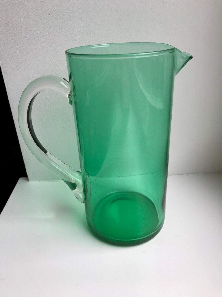 Green glass pitcher 70s