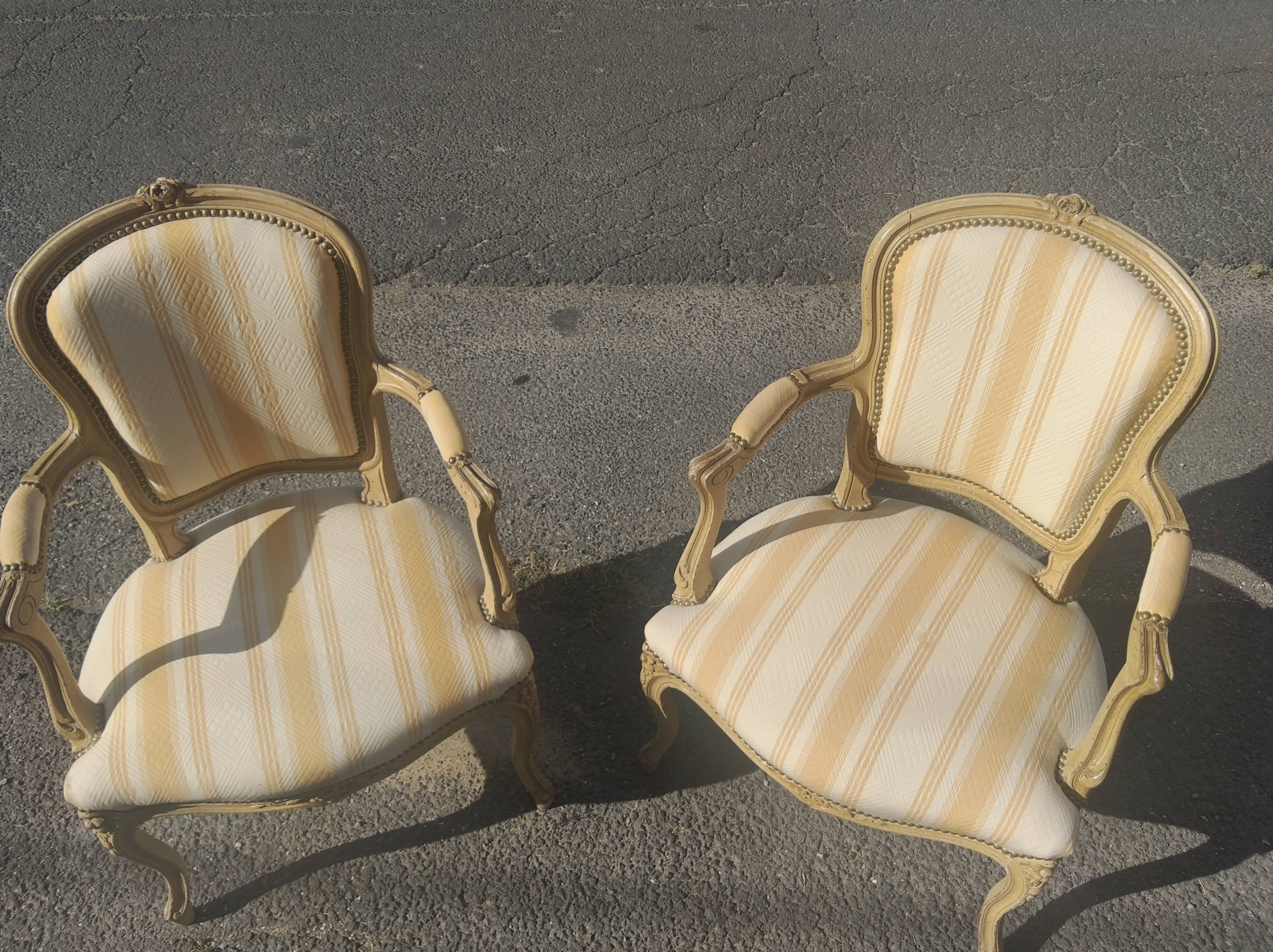 Pair of Louis XV style convertible armchairs