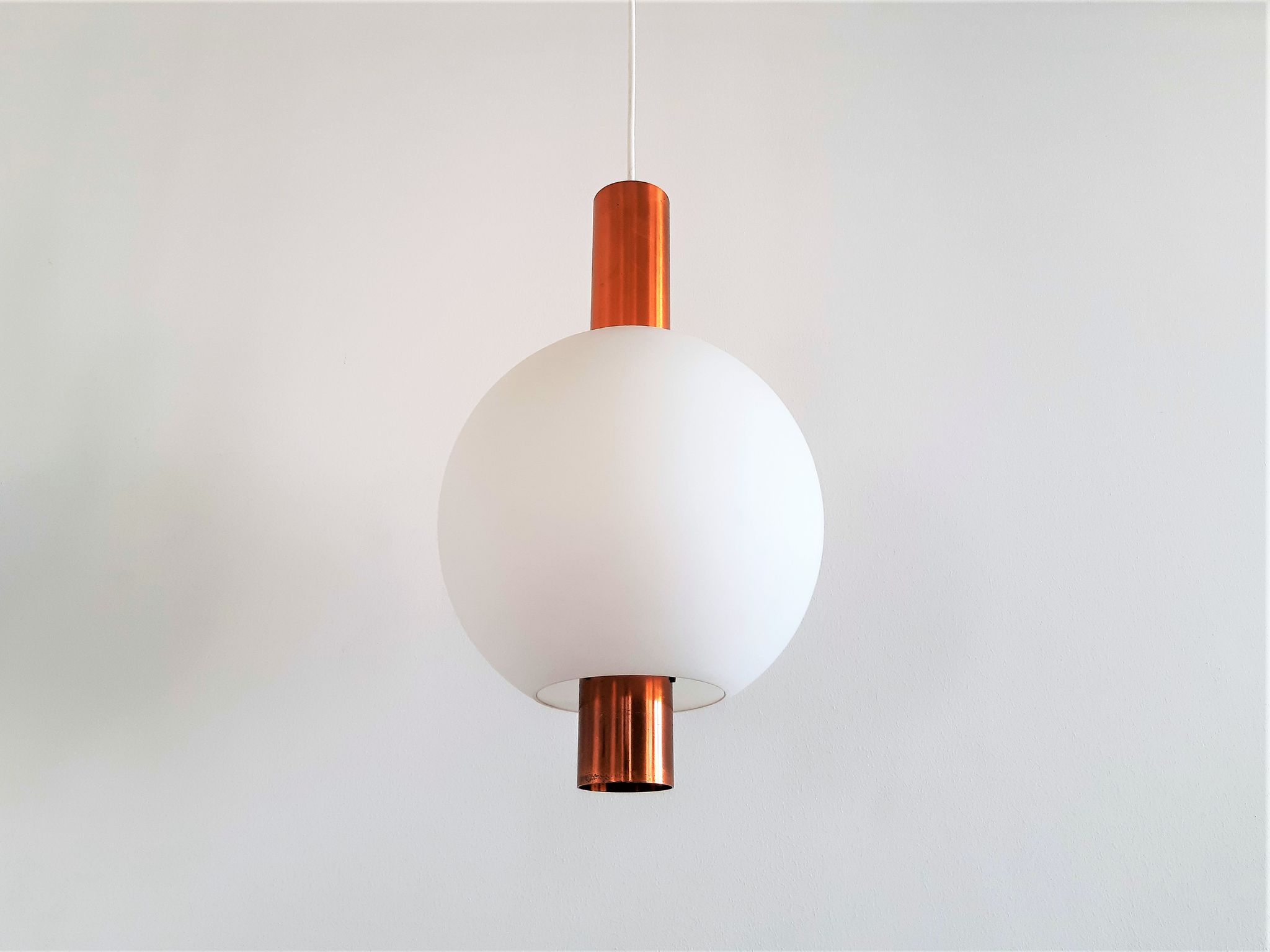 Copper and Glass Pendant Lamps from Hiemstra Evolux, 1960s, Set of 2