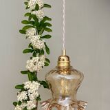 Vintage tulip pendant light in amber glass