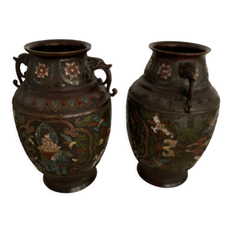Pair of vases in monks