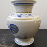 Old vase quimper henriot ceramic white décor blue rooster vintage