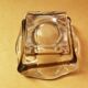 Old vintage transparent & smoked crystal ashtray