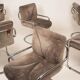 Guido Faleschini Italian Astro Chrome and Taupe Suede Armchairs for i4 Mariani