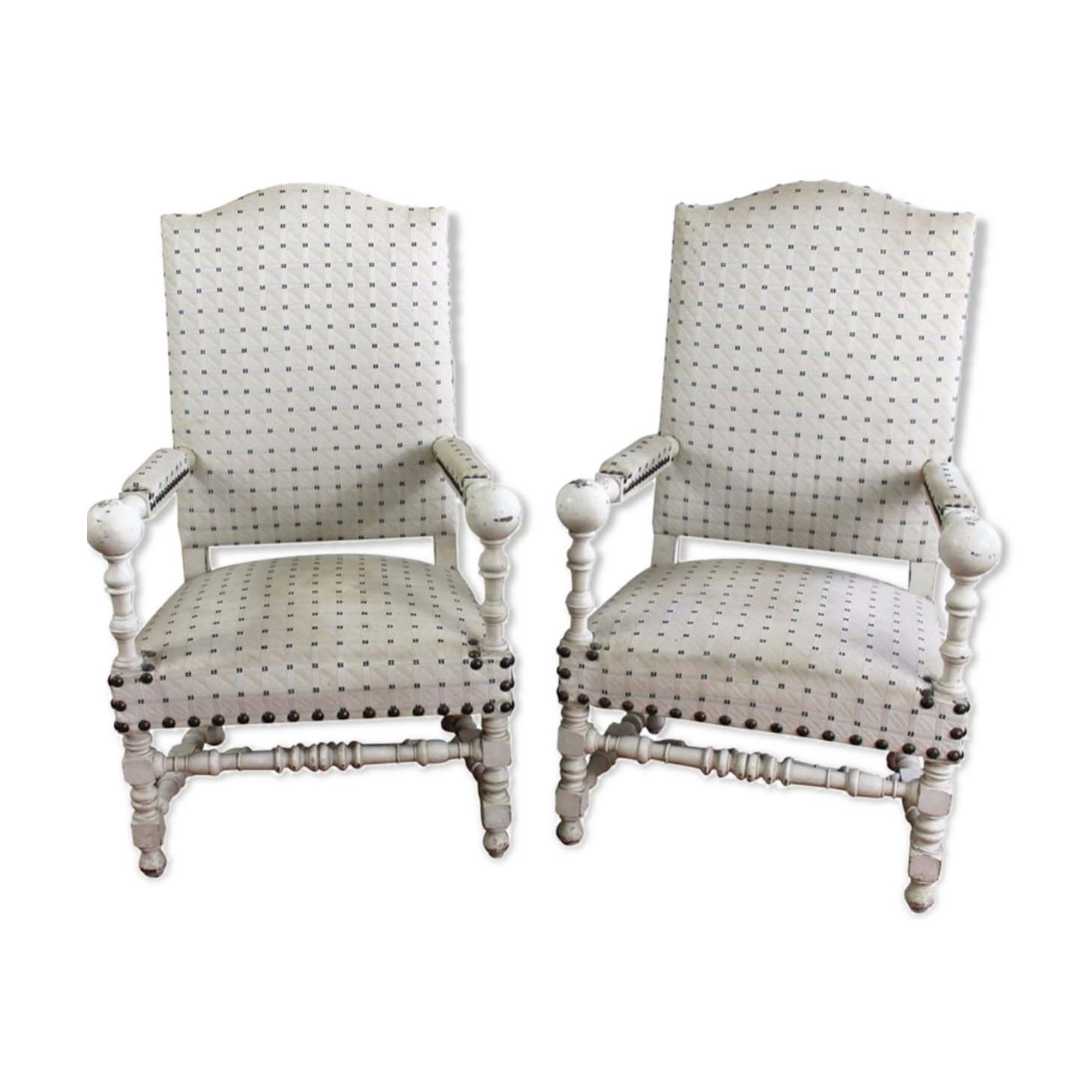 Pair of Louis XIII style armchairs from the 19th century