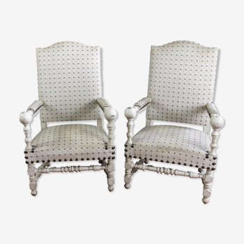 Pair of Louis XIII style armchairs from the 19th century