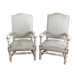 Pair of Louis XIII style armchairs from the 19th century