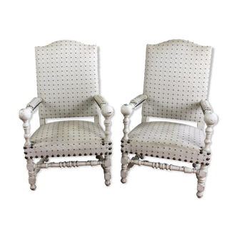 Pair of Louis XIII style armchairs from the 19th century