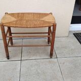Vintage straw seat bench stool