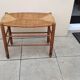 Vintage straw seat bench stool