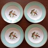 8 soup plates Fenal Badonviller "Birds" vintage 1950s