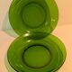 Set of 2 vintage green glass plates with dark rim – 1960s/70s