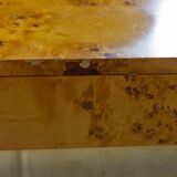 Coffee table in elm burl and brass, 1970