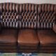 Chesterfield 3-seater chestnut coloured leather sofa