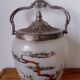 frosted glass cookie bucket with Japanese decoration. Art Nouveau