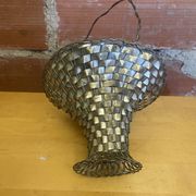 Vintage Silver-Plated Woven Basket #E015