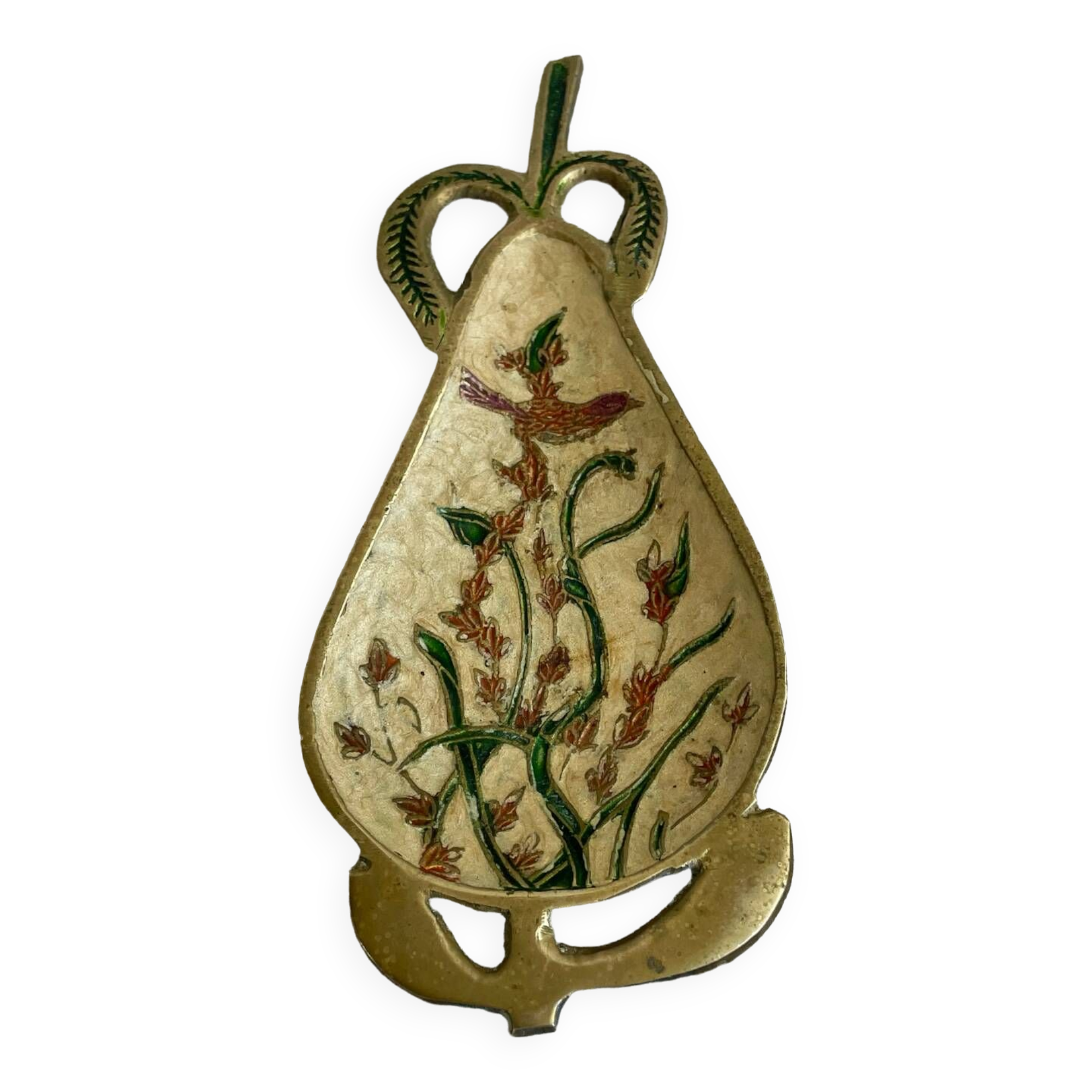 Enamelled brass pear cup