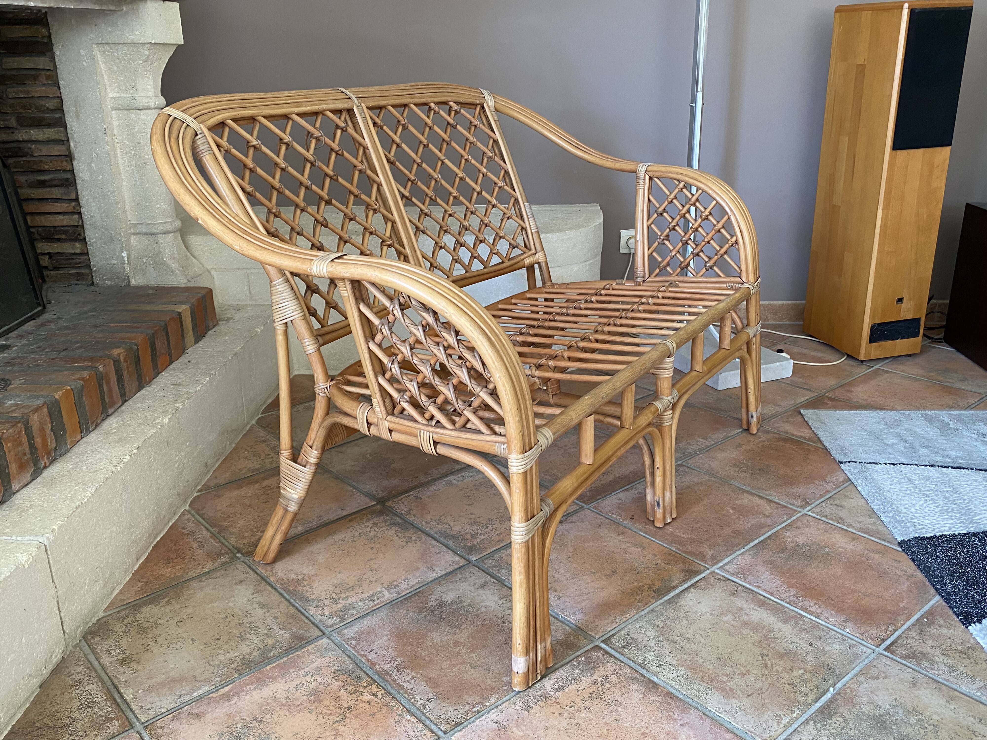 Arched rattan sofa 1970