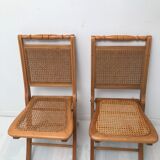 Pair vintage cannesy folding chairs