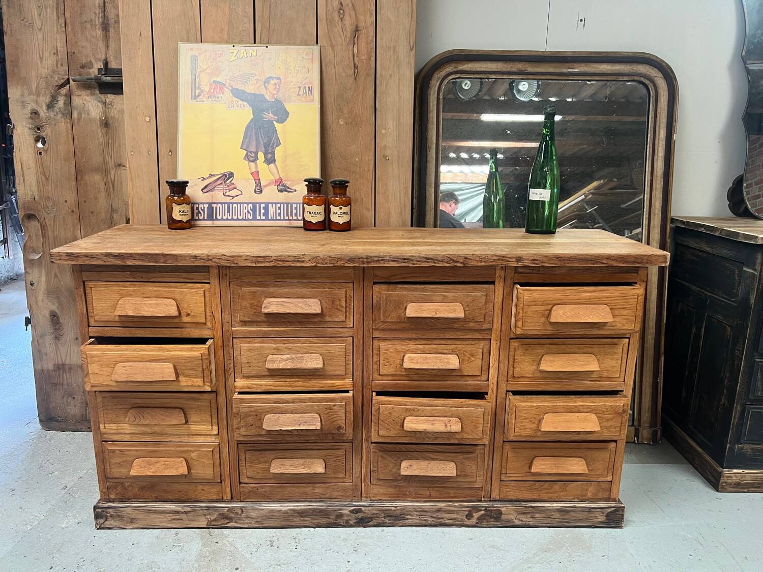Antique haberdashery cabinet in oak