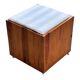 Vintage pinewood stool side table with compartment 70s design