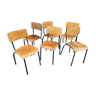 6 chaises d’école type mullca vintage