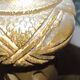 Antique Louis XVI style gueridon with veined marble, painted and patinated gilded wood.