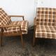Vintage Scandinavian style armchairs in tartan fabric from the 60s