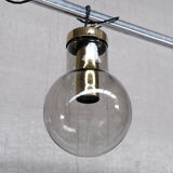 Smoked mid-century glass and brass pendant light by raak