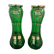 Antique, pair, green vases, flower decoration, golden, ART DECO, daisies, knot, hand painted