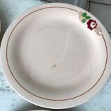 Set of 5 flat plates powder pink Digoin Sarreguemines and Longwy years 30-40