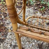 Vintage rattan magazine rack table