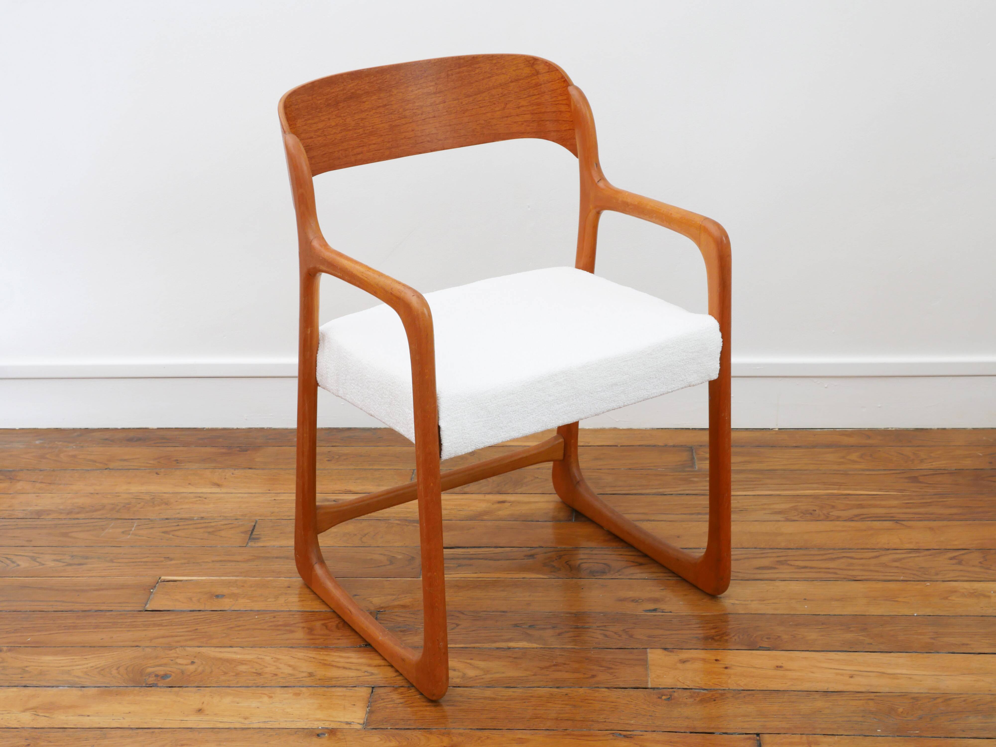 Baumann Sleigh Armchair - Restored - Fabric, foam & straps: new