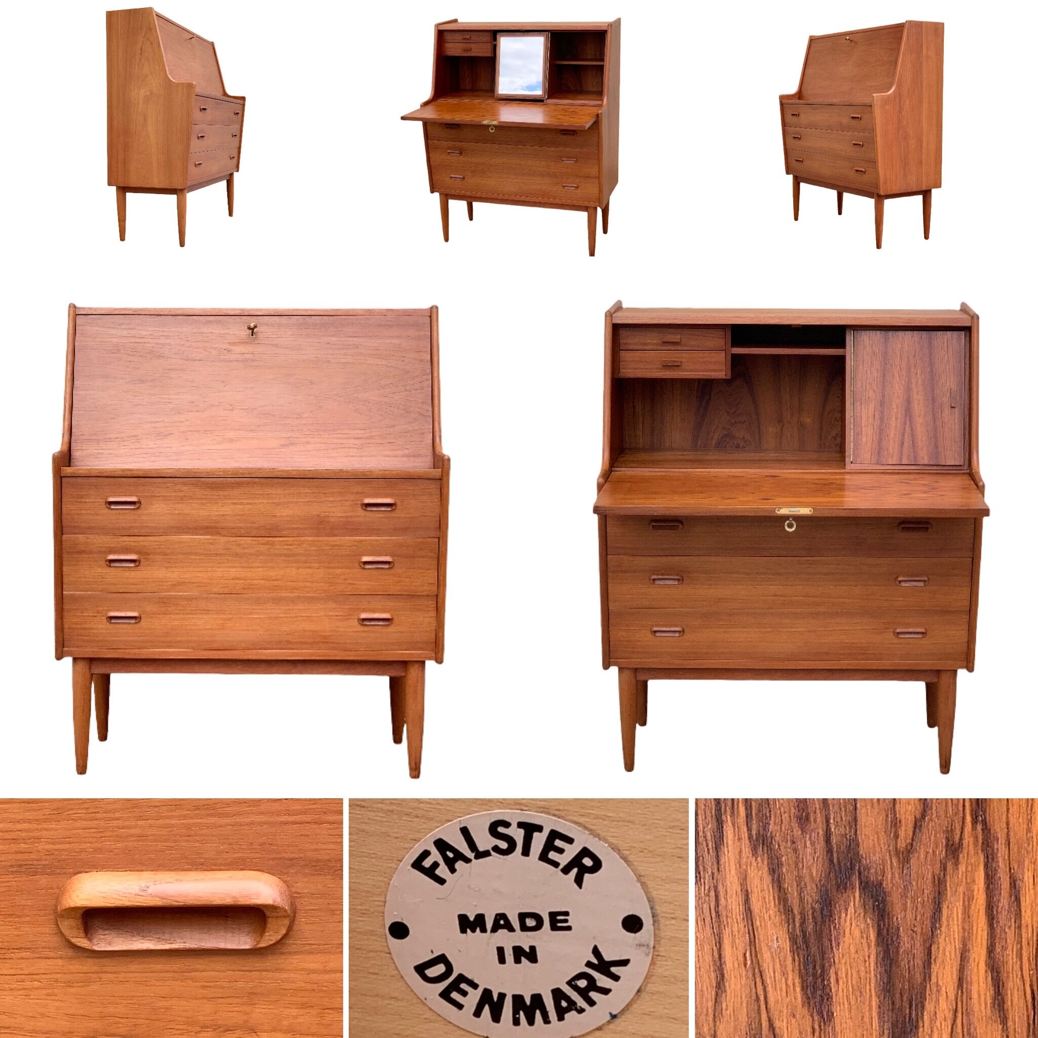 Secretary chest of drawers Teak by Arne Wahl Iversen for Falster Modelfabrik 1960