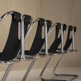 Set of 4 leather and chrome chairs from the 1960s