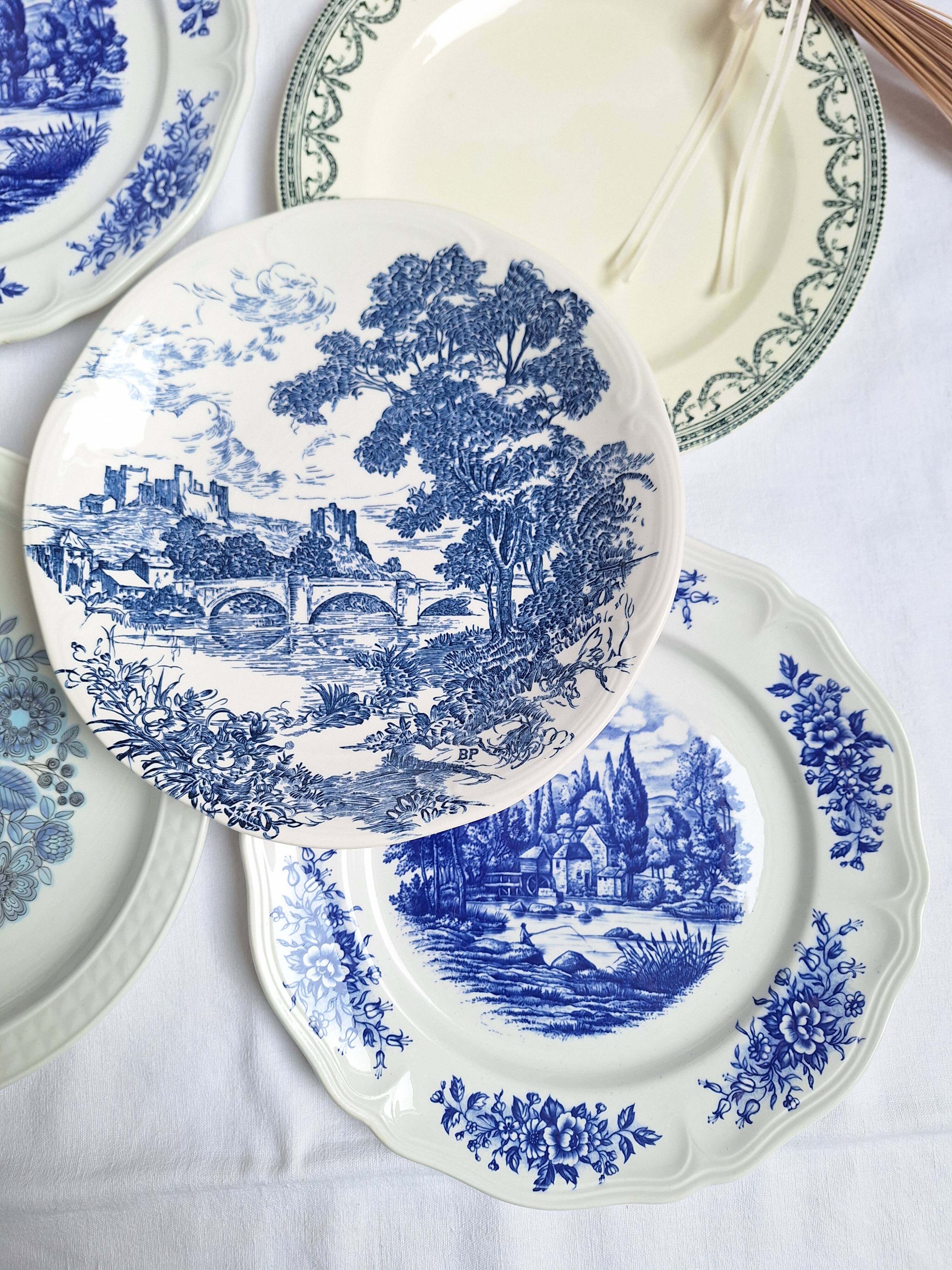 Vintage blue green dinner plates